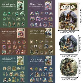 MIANRUII 180pcs Forest Witch Scrapbook Stickers, PET Magic Ephemera for Journaling, Craft Supplies and Junk Journal