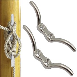 Pack of 2 Stainless Steel Boat Cleat, Mooring Lamp, Flagpole Clamp, Rope Clamp Hook, for Repairs Flagpoles, Poles on Ships, Blinds, Tarpaulins (Silver)