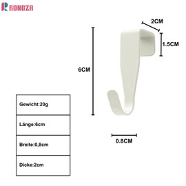 Ronoza Pack of 16 Door Hooks for Hanging, Window Hooks for Hanging, Carbon Steel, Window Hooks for Decoration, No Drilling (White)