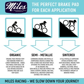 Miles Racing - Disc Brake Pads - Organic - Compatible with Shimano BR-RS305, BR-RS405, BR-RS505, BR-RS805, Dura Ace BR-R9170, GRX BR-RX400, GRX BR-RX810, Metrea BR-U5000, Tiagra BR-4770 (BR-4770)