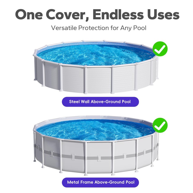 18 FT Round Pool Cover, [ 2025 Upgraded ] Above