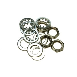 set of 4 Guitar nuts, washers & lock washers for US CTS Pots & Switchcraft Jacks, metal