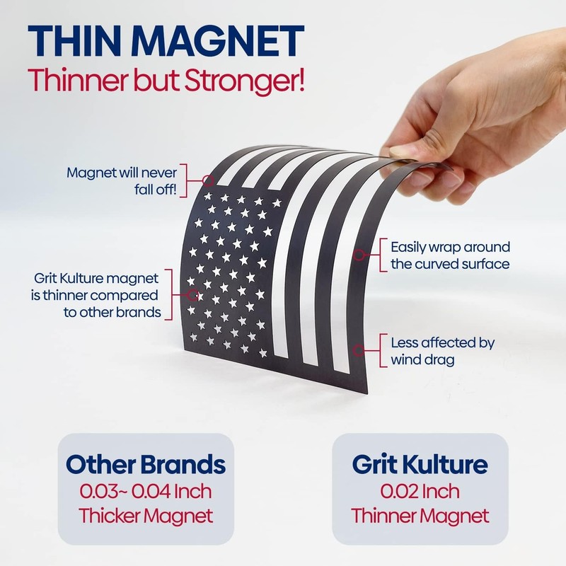 GRITKULTURE American Flag Perfect-Cut Super Magnet 2 Pack for Trucks,