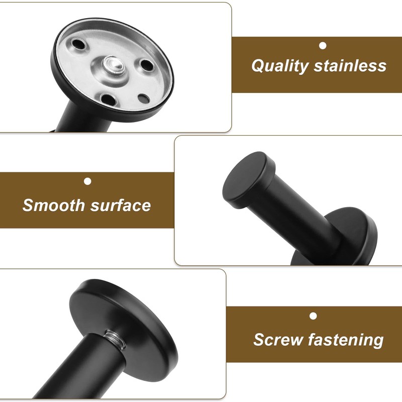 0XBIT Black Towel Hook, 4 Pieces Black Hook, Black 53