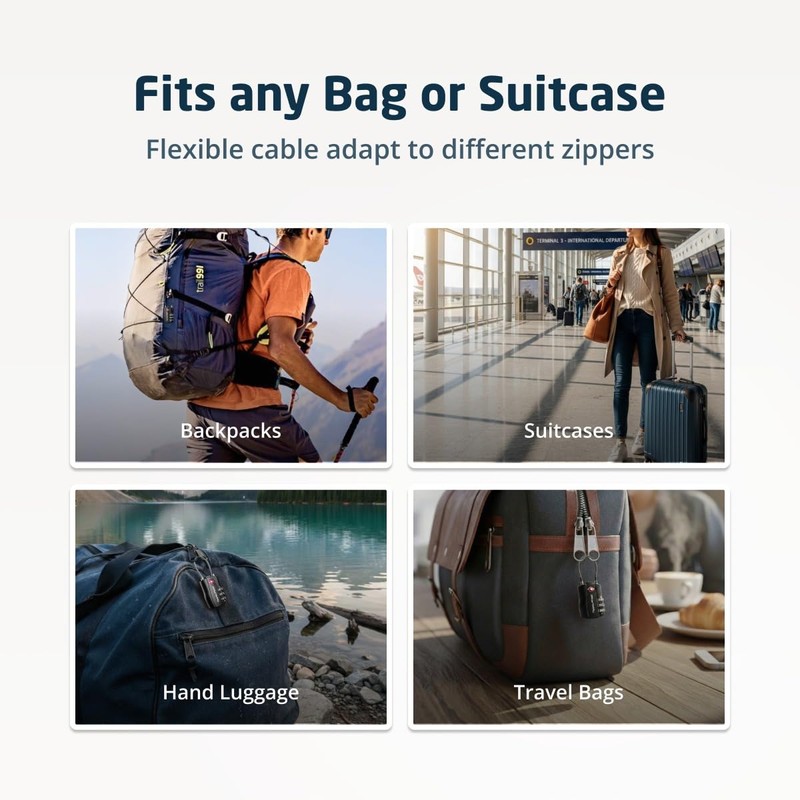 TSA Approved Travel Combination Cable Luggage Locks for Suitcases &