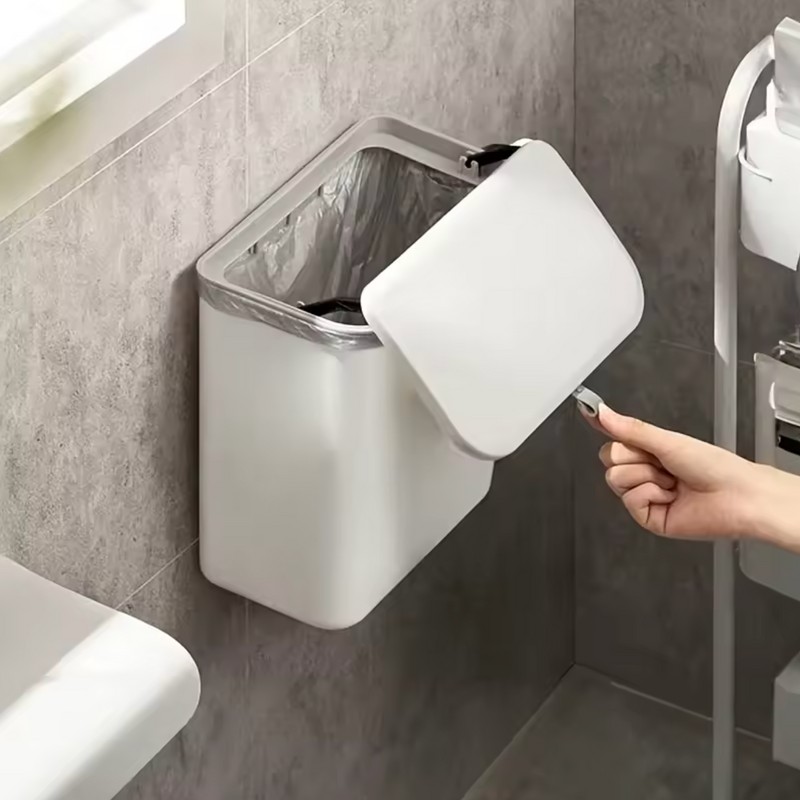 Wall Mounted Trash Bin Space Saving Hanging Garbage Can for
