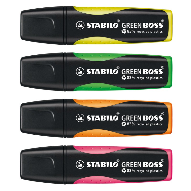 Highlighter - STABILO GREEN BOSS - Wallet of 4 -