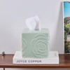 Light Green Ceramic Cube Tissue Box Cover with Rose –