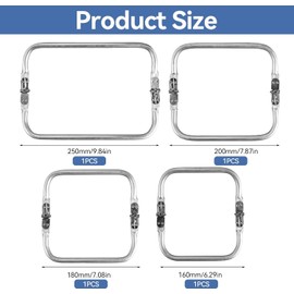 4 Pieces Clutch Bag Clasp, 250/200/180/160mm U-Shaped Metal Bag Frame