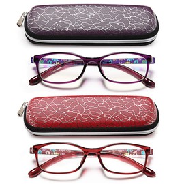 EYEURL Blue Light Blocking Readers for Women - 2 Pack Ladies Computer Reading Glasses +2.5 Fashion Rectangular Frames Prescription Magnification