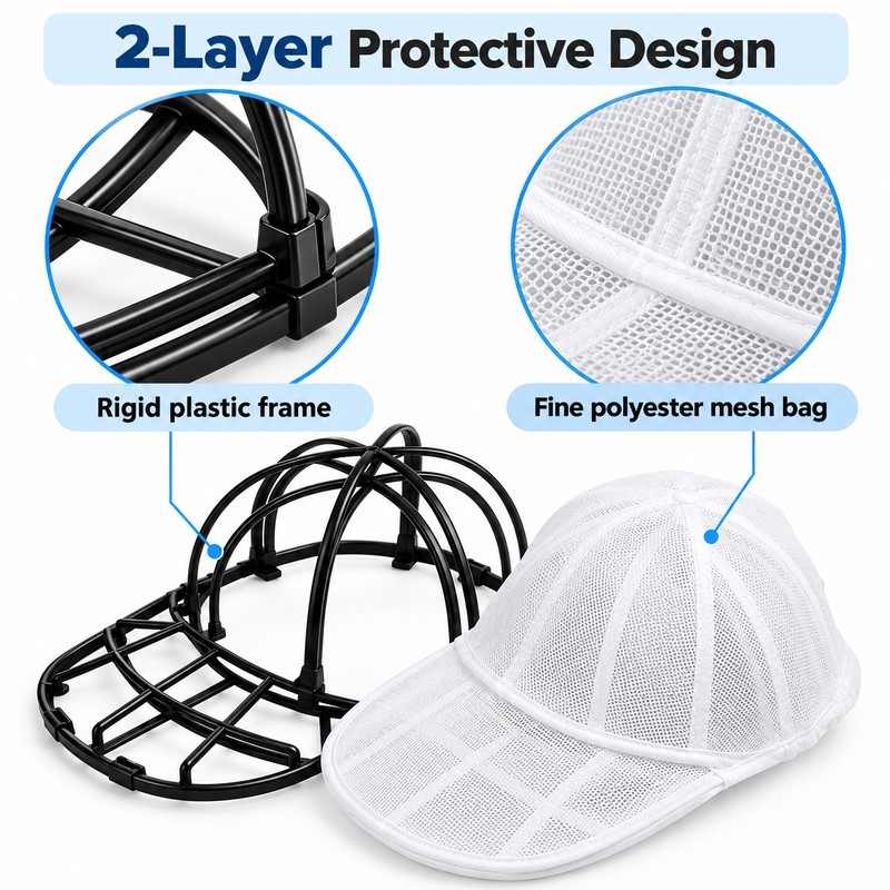Baseball Cap Washing Cage & Mesh Laundry Bag Set –