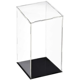 TOCHUN Acrylic Clear Display Case with Black Base,15 x 15 x 30 cm Assemble Countertop Box Cube Organizer Stand, Dustproof Protection Showcase for Action Figures Toys Collectibles Home Storage