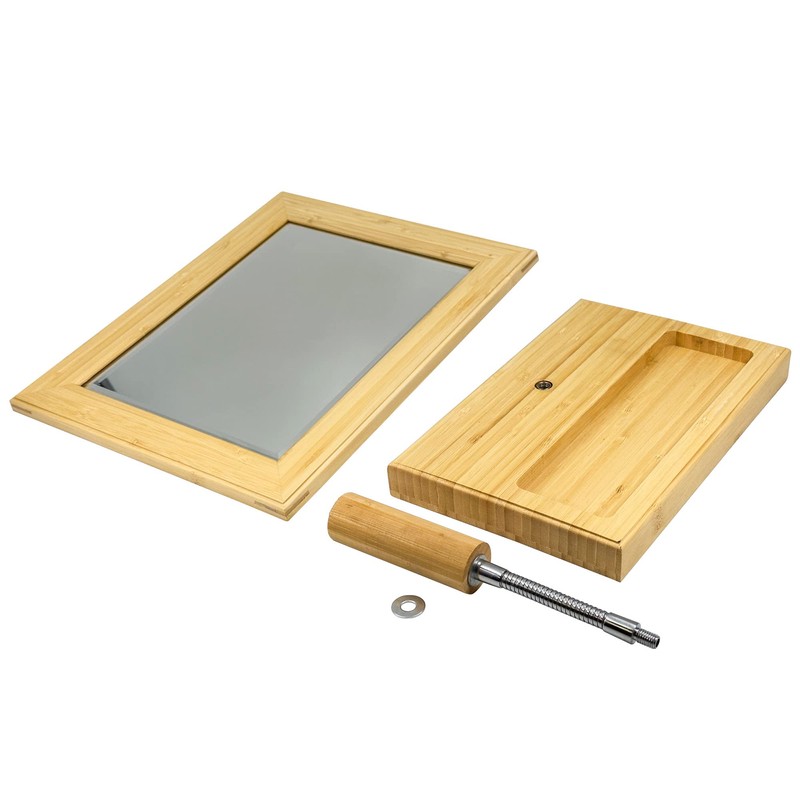 N N’icePackaging – Natural Wood Frame Mirror w/Compartment Tray –