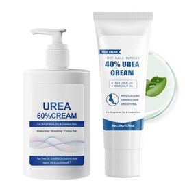 60% Urea Cream - Repair Cream for Feet and Hands - Foot Cream for Cracked Heels and Dry Skin - Maximum Strength for Hand, Foot and Body Care (2 Pieces, Blue, Normal)