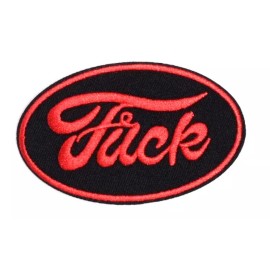 UB F WORD - FORD LOGO STYLE -  Black/Red Patch Embroidered Iron On