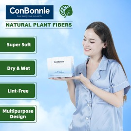 Disposable Face Towels, Biobased Clean Skin Care Facial Tissue, Makeup Remover Dry Wipes, Face Wipes, Soft Washcloths Tissues for Sensitive Skin, Travel Face Towelettes, 10"×12", 50 Count (1 Pack)