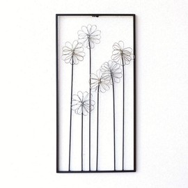 kwb6035 Wall Decor Flower Iron Interior Wall Hanging Stylish Art Panel Japanese Style Modern Antique Wall Decor Iron Wall Decor Silver & Gold Flower