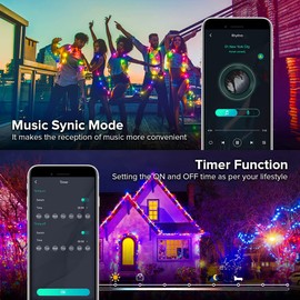 BTF-LIGHTING Smart Fairy String Lights RGB IC WS2812B IC 33FT Black Wire IP65 DC5V USB Bluetooth Twinkle with IR Remote Music Sync Color Chasing for Bedroom Curtain Christmas Wedding Party Decoration