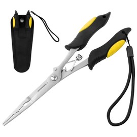 Hikary Long Nose Fishing Pliers,Ice Fishing Gear,Stainless Steel Hook Remover Braid Cutter Rustproof Fishing Multi-Tools Fishing Gripper for Freshwater Saltwater