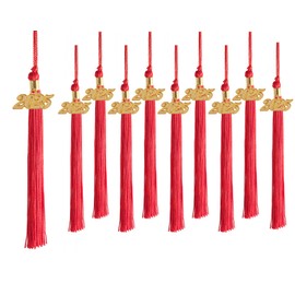 UIALECG - 10 borlas de graduación con dije 2025 para gorra y vestido de graduación, color rojo