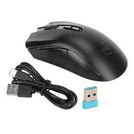 Wireless Mouse 2.4G USB Receiver 800 to 4800 DPI Ergonomic RGB Backlit Ultra Slim Office Mouse for Home School Travel Black