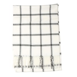 TZ Promise Men Women Tartan Plaid Cashmere Feel Classic Soft Warm Winter Scarf For Cold Weather (White/Black)