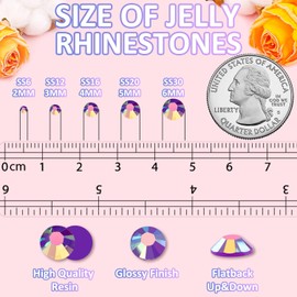 TINKRSTUFF 1500Pcs 6mm Resin Jelly Rhinestones with 1Pcs 10ml B7000 Jewelry Glue for Crafting, Dark Purple AB Flatback Gems, Bedazzling Crystal Bulk for DIY Crafts Clothing Tumblers Shoes Nail Art Fabric