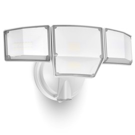 LUTEC 80W Dusk to Dawn Flood Lights Outdoor, 9000LM Super Bright LED Security Light with Photocell, IP65 Waterproof, 5000K Daylight, Hardwired 4 Heads Floodlight for Garage, Yard, Patio (White)