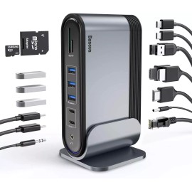 BASEUS 17-in-1 USB C DOCKING STATION TO CAST ON 3 MONITORS 4K USB C LAPTOP DOCK
