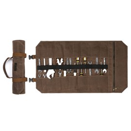 Tool Roll Bag, Durable, Waxed Canvas, Tool Roll Bag, Multi-Purpose Tool Bag, (L) 63.5 cm x (H) 36.5 cm, Grey