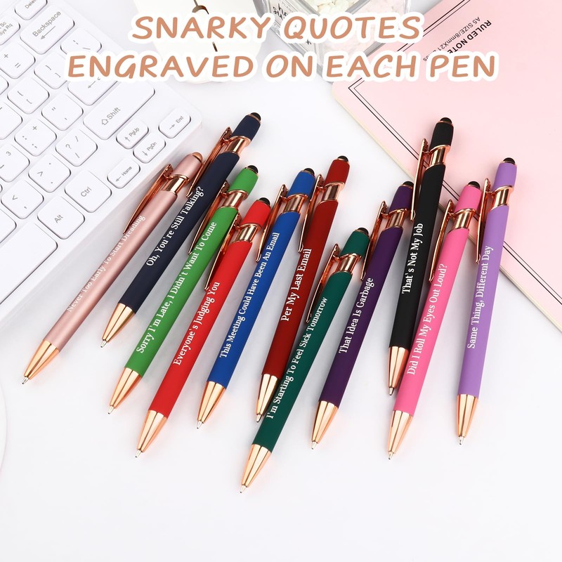 Snarky Funny Office Pens,12 Pcs Negative Sarcastic Hilarious Quotes Work