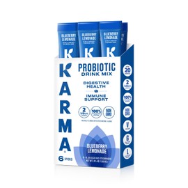 Karma Probiotic Hydration Packet - 6 Pack, Blueberry Lemonade Powder Drink Mix Stick - On-The-Go Immune & Gut Health Support