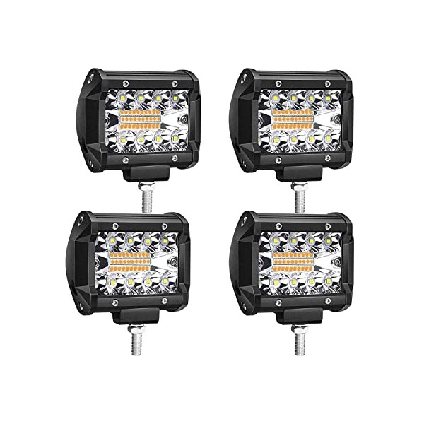 LED Pods Lights,TURBO SII 4 Inch 60W Amber White 6