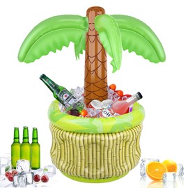 dellyy Inflatable Palm Tree, Pool Bar, Inflatable, Treasure Chest Large Inflatable, Inflatable Palm Tree Drink Cooler, Floating Bar for Pool, for Decoration of Summer, Beach, Pool, Garden Parties