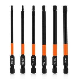 6pcs Magnetic Allen Wrench Drill Bit Set, 1/4 Hex Shank S2 Steel Hex Bits Set, 4” Metric Impact Hex Head Screwdriver Bit Set H2/H2.5/H3/H4/H5/H6, 100mm Length