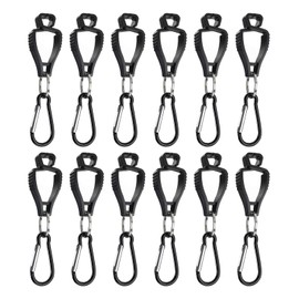 Homtone Glove Holder, Practical Glove Clip, Non-Slip Glove Clip with Carabiner, Safety Work Clips, Glove Grabber Holder for Masks, Gloves (Black, Pack of 12)