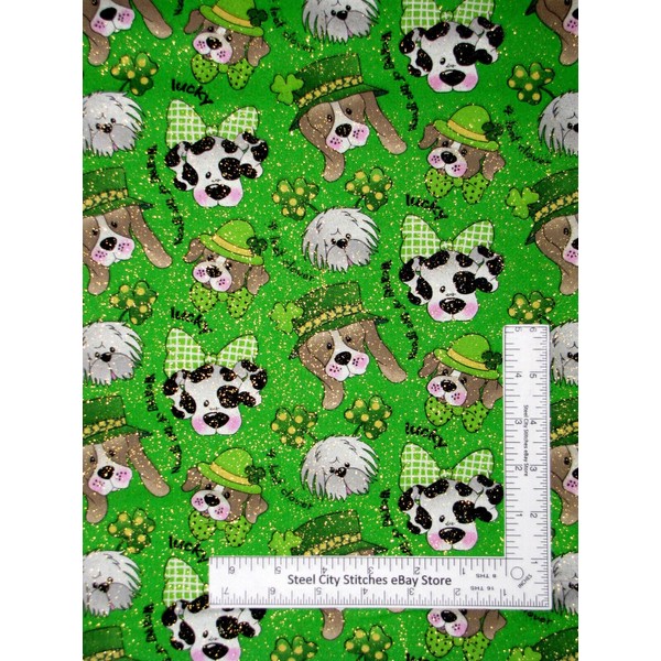 FlashPhoenix Quality Sewing Fabric –St Patricks Day Fabric Puppy Dog