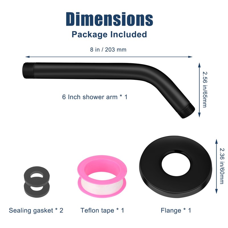 Shower Pipe Arm with Flange, Wall Mount Replacement Angle Shower