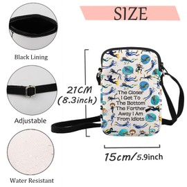 JXGZSO Scuba Diver Gift Scuba Diving Crossbody Bag The Closer I Get To The Bottom The Farther Away Shoulder Bag (The Closer I Get To The Bottom Crossbody)