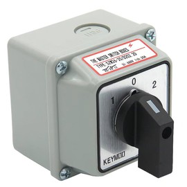 KEYMOO 20A Rotary Changeover Switch with Exterior Box, ON-Off-ON 660V Latching Universal Selector Switch, IP65 (3 Positions 2 Poles)