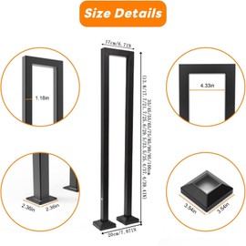 Bruxter Black Sturdy Non-Slip U-Shaped Safety Guardrail, Equipped with Decorative Cover, Retro Industrial Iron Handrail, Stylish & Safe Grab Bars, for Indoor and Outdoor Steps