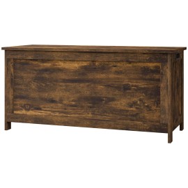"Rustic Brown Wooden Kids & Teen Storage Bench with 2 Safety Hinges & Side Handles for Playroom"color: Brown Color