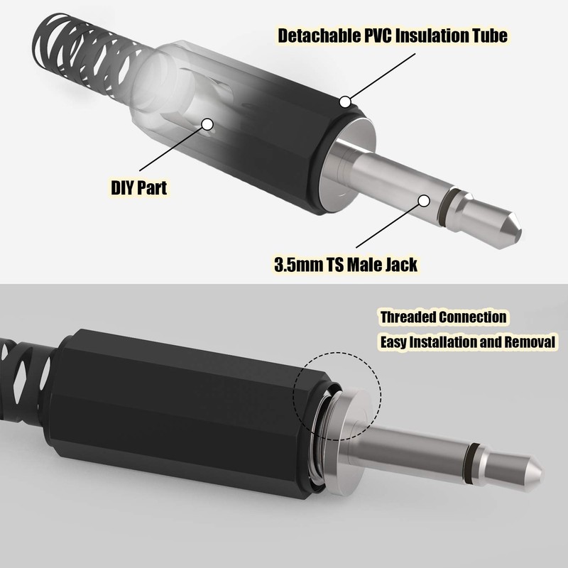 Ancable TS Mono Plug 3.5 mm Soldering DIY Audio Cable