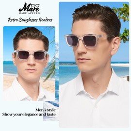 MARE AZZURO Large Reading Sunglasses for Men 2.5 Classic Sunglasses Readers Trendy Style 1.0 1.25 1.5 1.75 2.0 2.25 2.5 2.75 3.0 3.5 4.0 (Transparent,250)