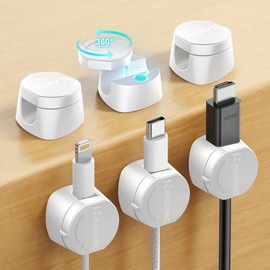 Kanemc Cable Holder Set of 6, Magnetic Clips, Cable Clips, 360° Rotation Twist Lock Holder, Cable Fixing, Wires, Organization, Storage, Wire Organization, Cable Organization, Cable Smooth, Adjustable