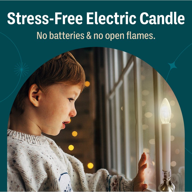 Holiday Joy - 1 Pack Christmas Window Candles with Sensor