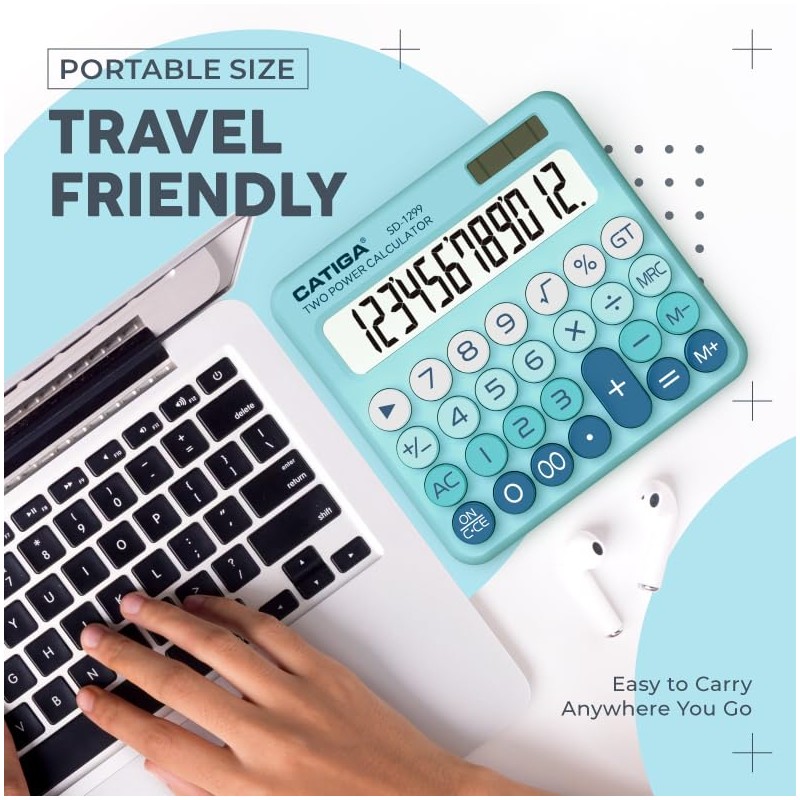 CATIGA Mechanical Switch Calculator with Solar and Battery Dual Power,