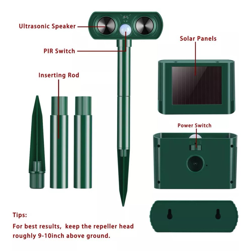 generic B 2 Ahuyentador Solar Ultrasónico Animales Para Jardín Hzx