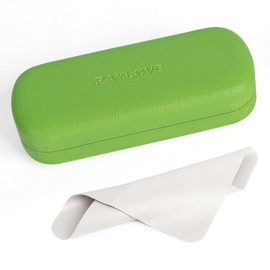 RayLove Glasses Case Hard Shell Eyeglass Case with Cleaning Cloth, PU Leather Protective Eye Glass Cases Fits Most Sunglasses Glasses (Green)