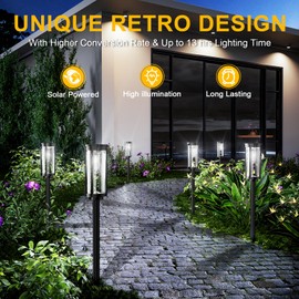 ALFIOT Solar Pathway Lights Outdoor,6 Pack Solar Lights Outdoor, IP65 Waterproof Auto On/Off Solar Garden Lights Solar Powered Landscape Lighting for Yard Walkway Driveway Pathway